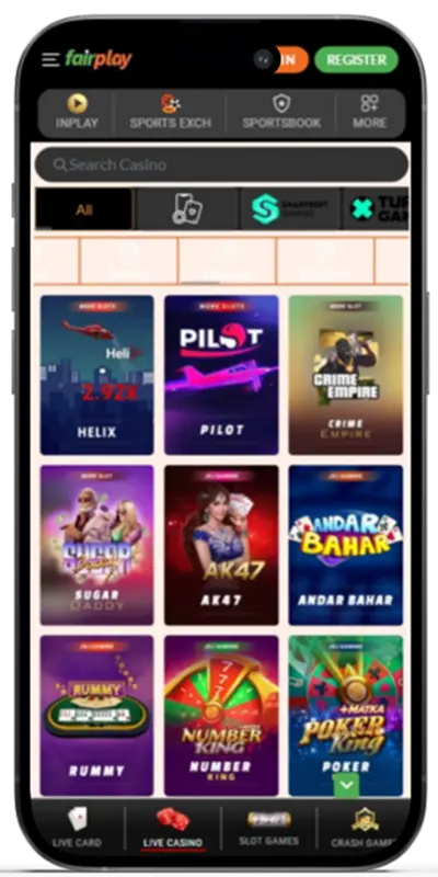 Casino games screen