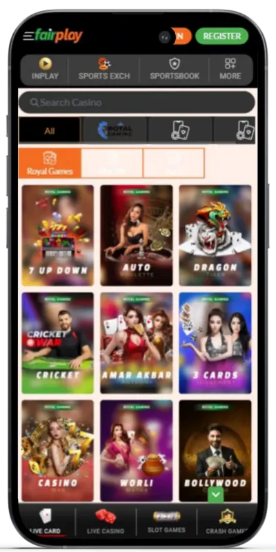 Live games screen
